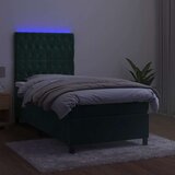  Krevet box spring s madracem LED tamnozeleni 100x200 cm baršun | shoptok.hr