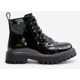 Boto Lacquered Ankle Boots With Zip And Decorative Heart Black Obeena | Shoptok.si