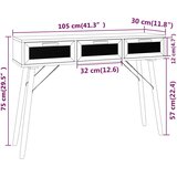 vidaXL konzolna mizica črna 105x30x75 cm borovina in naravni ratan | Shoptok.si