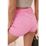 Kesi Women's cotton shorts with elastic and tie at the waist pink | Shoptok.si