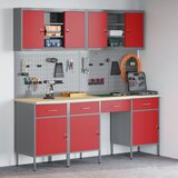 vidaXL Set radne klupe od 10 komada, crvena, čelik | shoptok.hr