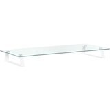  Stalak za monitor bijeli 80x35x8 cm kaljeno staklo i metal | shoptok.hr