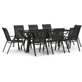  9-dijelni vrtni blagovaonski set crni Crna Dužina stola 180 cm | shoptok.hr