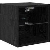 TV zidna enota z LED lučmi 4 pcs Črna Orehovina Konstruiran les, (5000132273) | Shoptok.si