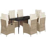  7-dijelni vrtni blagovaonski set od poliratana s jastucima bež | shoptok.hr