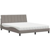 Krevet s madracem Hanko smeđesivi 160x200 cm tkanina | Eponuda.com