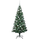 vidaXL Umjetna preddekorirana božićna jelka Zelena 150cm PVC in kovina | Shoptok.si