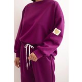 Kesi Włoski Women's set with a loose sweatshirt and pants with the word LOVE dark purple | Shoptok.si