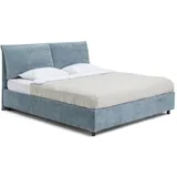 Plavi tapecirani bračni krevet s podnicom i prostorom za odlaganje 160x200 cm Myra Pillow –