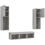  5-dijelni zidni TV elementi s LED svjetlima boja sivog hrasta | Eponuda.ba