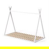 Kave Home Bela otroška postelja iz masivne bukve v obliki hiške z letvenim dnom 90x190 cm Maralis – | Shoptok.si