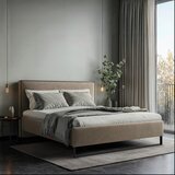 MID.YOU OBLAZINJENA POSTELJA 140 cm x 200 cm , les, tekstil, leseni material rjava | Shoptok.si