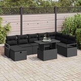  Vrtna sedežna garnitura z blazino 9 pcs Črna Poly ratan, (5000154462) | Shoptok.si
