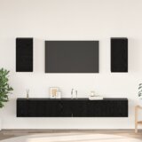 vidaXL Stenski TV kabinet s polico 6 pcs Črni hrast Konstruiran les | Shoptok.si
