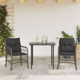  3-dijelni bistro set od poliratana s jastucima sivi Cijene