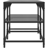  Stolić za kavu s crnom staklenom površinom 78,5x40x45 cm čelik | shoptok.hr