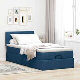 vidaXL Otomanska postelja z vzmetnico moder 90x200 cm blago | Shoptok.si