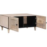 vidaXL Klubska miza z vrati Bež 80 x 50 x 40 cm trden mangov les | Shoptok.si