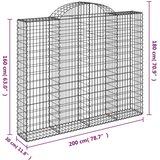  Gabionska košara s lukom 200x30x160/180 cm pocinčano željezo | shoptok.hr
