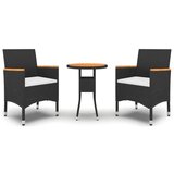  3-dijelni vrtni blagovaonski set od poliratana crni | shoptok.hr