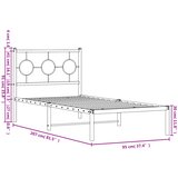  Metalni okvir za krevet s uzglavljem bijeli 90x200 cm | shoptok.hr