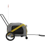 Prikolica za bicikl za ljubimce žuto-siva od tkanine i željeza | shoptok.hr