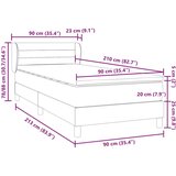 Box Spring krevet s madracem svijetlo sivi 90x210 cm baršun | shoptok.hr