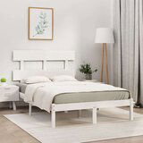  Posteljni okvir bel iz trdnega lesa 120x190 cm 4FT, (20903884) | Shoptok.si