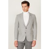 ALTINYILDIZ CLASSICS Men's Gray Slim Fit Slim Fit Mono Collar Patterned Woolen Jacket cene