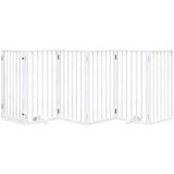 vidaXL Ograda za pse z vrati zložljiva 6 panelov bela 300cm topolovina | Shoptok.si