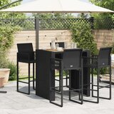  Vrtni barski stol s drvenom pločom crni 105x80x110 cm poliratan | Eponuda.ba