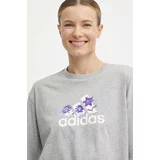 Adidas Bombažna kratka majica ženski, siva barva
