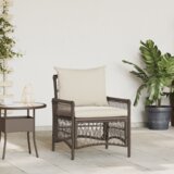 vidaXL vrtna stolica s jastučićima smeđa 60x70x78 cm poli ratan | shoptok.hr