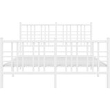 vidaXL Kovinski posteljni okvir z vzglavjem in vznožjem bel 120x200 cm | Shoptok.si