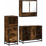 vidaXL kopalniška garnitura 3-delna dimljeni hrast inženirski les | Shoptok.si