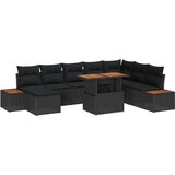 vidaXL 9-dijelni vrtni kauč set s jastučićima crni poli ratan | shoptok.hr