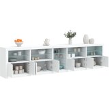 vidaXL Komoda z LED diodami bela 283x37x67 cm Cene