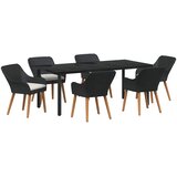 vidaXL Komplet za jedilnico v vrtu z blazino 7 pcs Črna poli ratan, (5000045379) | Shoptok.si