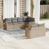 Maison Chic Seti vrtnega pohištva - Vrtna garnitura - Vrtni pohištvo set 7-delna z blazinami bež poli ratan, (21801316) | Shoptok.si