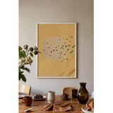 Wallxpert uramljena slika 115224, jato ptica ispred svetlog sunca na oker pozadini, 30 x 40 cm, beli ram u