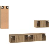 vidaXL Stenski TV kabinet s polico Drugo s shranjevanjem z vrati 4 pcs Obrtniški hrast | Shoptok.si
