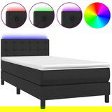  Box spring postelja z vzmetnico LED črna 80x200 cm umetno usnje, (20726720) | Shoptok.si