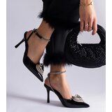 Gemre Black slingback stilettos adorned with rhinestones Isoda | ePonuda.com