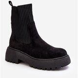 Kesi Suede ankle boots with platform sock and flat heel, black Rewam | shoptok.hr