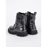 Shelvt Black patent leather girls' lace-up ankle boots | Shoptok.si