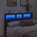 Ormarić za uzglavlje s LED svjetlima crni 160 x 17 x 102 cm | shoptok.hr