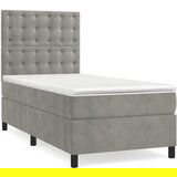 The Living Store Box spring postelja z vzmetnico svetlo siva 90x200 cm žamet - Box Spring Postelja, (21488880) | Shoptok.si
