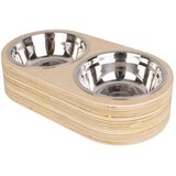 PT LIVING set od 2 metalne posude u svijetlom drvenom postolju Pet, širine 18 cm Cijene