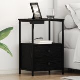  Noćni ormarić s punjačem 2 pcs Crni hrast Konstruirano drvo | shoptok.hr