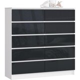 AKORD Komoda, 10 Predalov, Grafitno Siva V Visokem Sijaju, (5000332295) | Shoptok.si